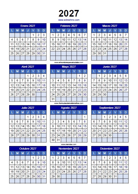 Calendario 2027